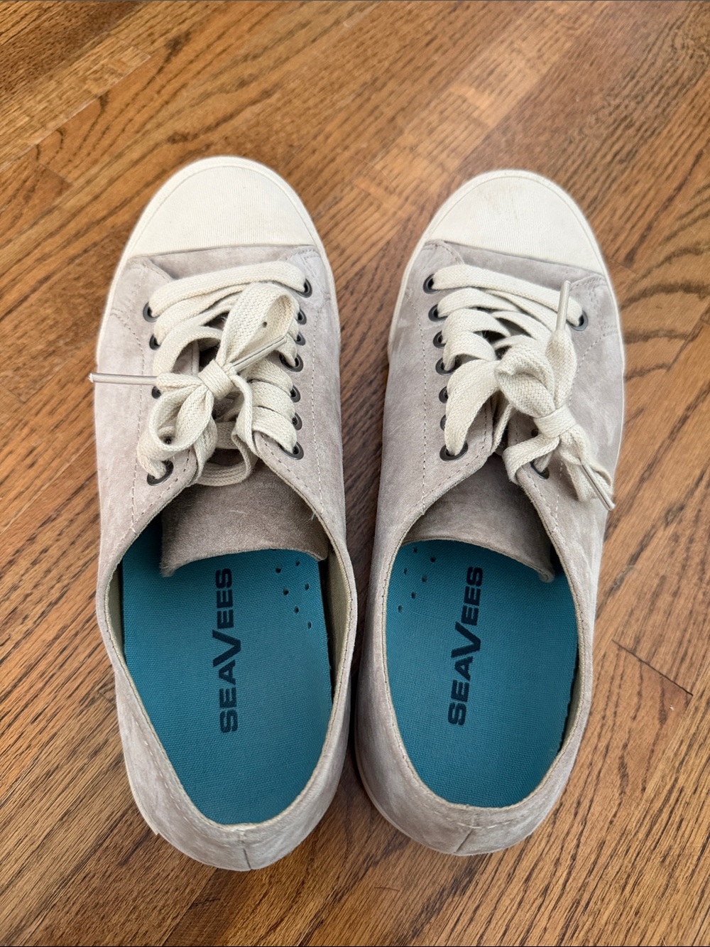 SeaVees Taupe Suede Low-Top Sneakers with Cream Accents